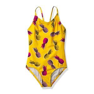 Kanu Surf Girls' Daisy Beach Sport 1-Piece Swimsuit Aloha Yellow size 8